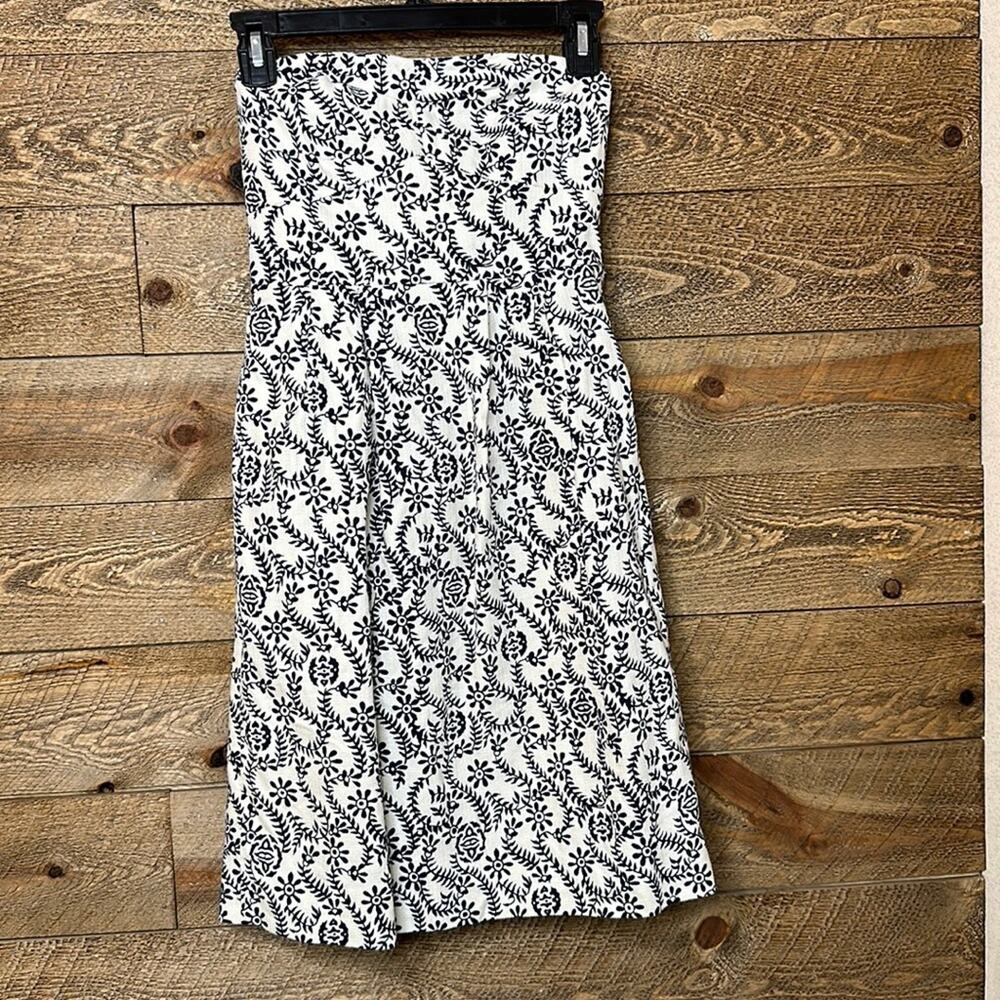 J. Crew Ella mini Dress with pockets Textured Cream Black Floral Size 00